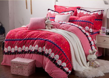 Fashion icon micro fleece bed sheets with printed stripe style , microfleece sheets
