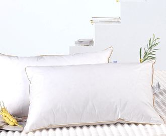 Gold-Piping Cotton Hotel Down Feather Pillow , Eco-friendly Washed Pillows Wholesale